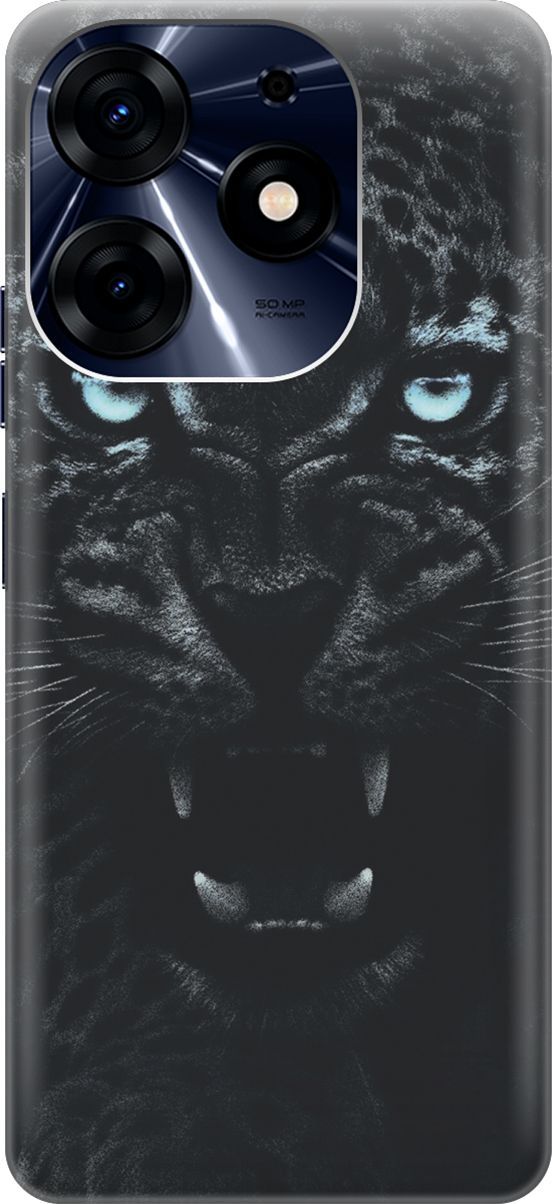 

Чехол на Tecno Spark 10 Pro "Голубоглазая пантера", Голубой;черный, 159563