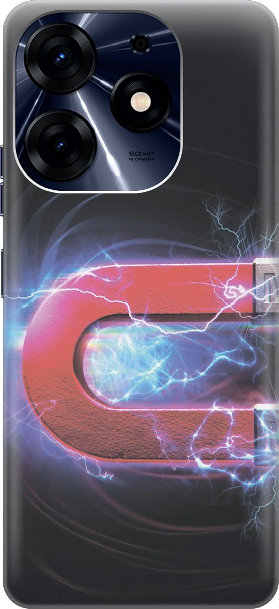 

Чехол на Tecno Spark 10 Pro "Южный полюс магнита", Голубой;красный, 159558