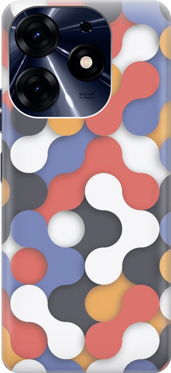 

Чехол на Tecno Spark 10 Pro "Разноцветный детальки", Белый;красный, 159560
