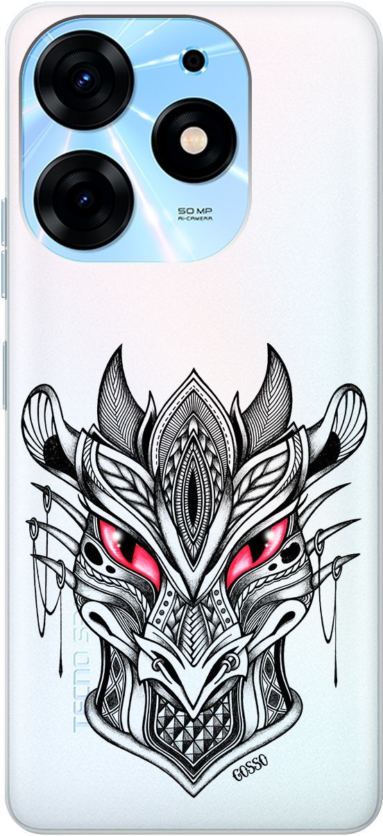 

Чехол на Tecno Spark 10 Pro с 3D принтом "Dragon" прозрачный, Прозрачный;черный, 159564