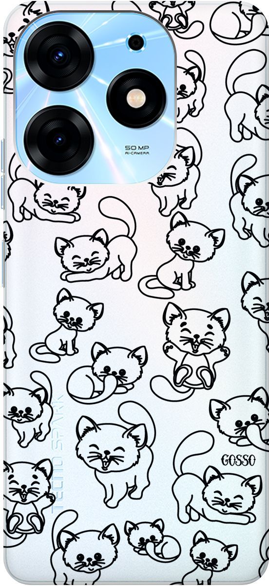 

Чехол на Tecno Spark 10 Pro с 3D принтом "Cute Kitties" прозрачный, Прозрачный;черный, 159564