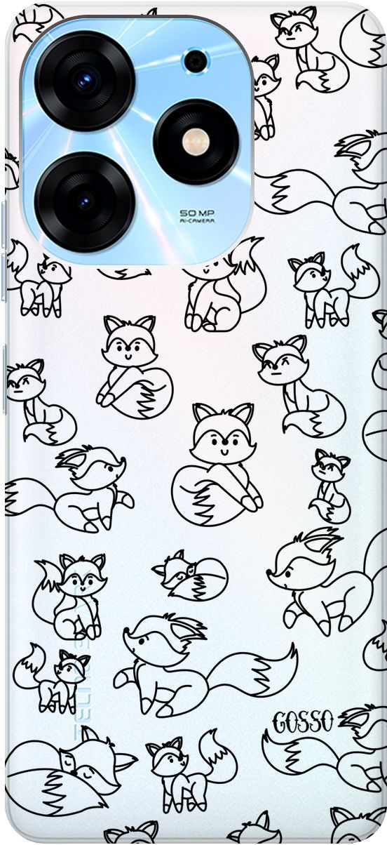 

Чехол на Tecno Spark 10 Pro с 3D принтом "Funny Foxes" прозрачный, Прозрачный;черный, 159564