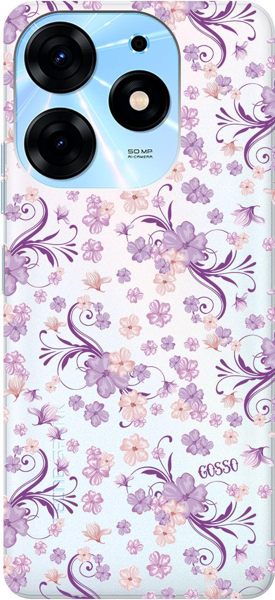 

Чехол на Tecno Spark 10 Pro с 3D принтом "Lilac Flowers" прозрачный, Прозрачный;фиолетовый, 159564