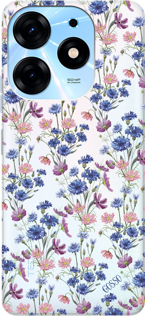 

Чехол на Tecno Spark 10 Pro "Lovely Cornflowers" прозрачный, Прозрачный;голубой, 159564