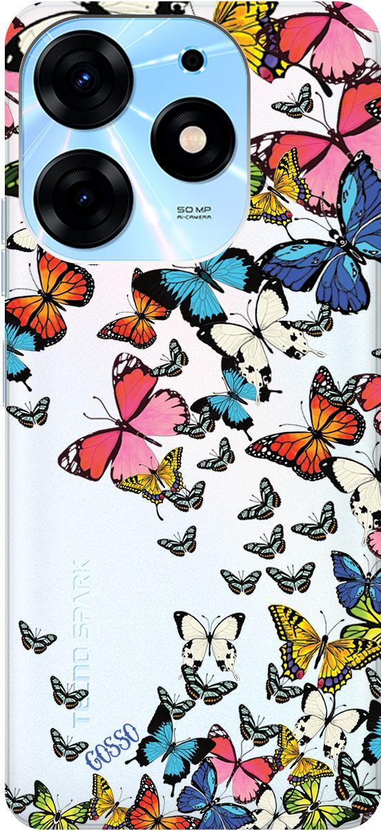

Чехол на Tecno Spark 10 Pro "Magic Butterflies" прозрачный, Прозрачный;желтый, 159564