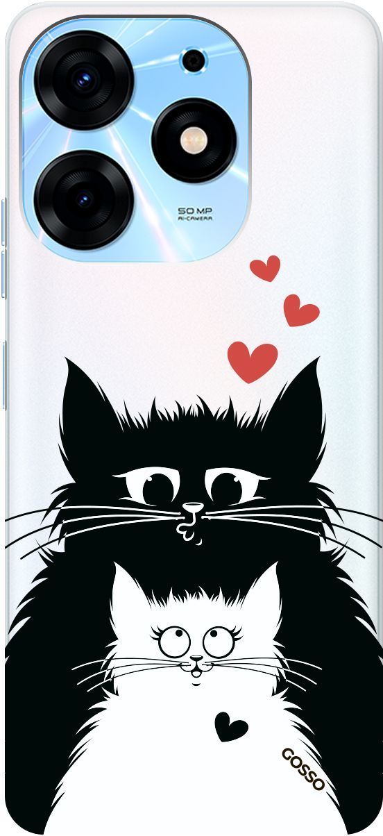 

Чехол на Tecno Spark 10 Pro с 3D принтом "Cats in Love" прозрачный, Прозрачный;белый, 159564