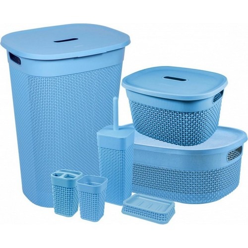 фото Набор для ванной комнаты plastic centre oslo ideal 7 предметов туманно-голубой