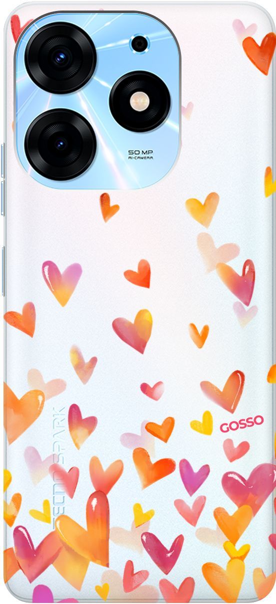 

Чехол на Tecno Spark 10 Pro с 3D принтом "Flying Hearts" прозрачный, Прозрачный;желтый, 159564