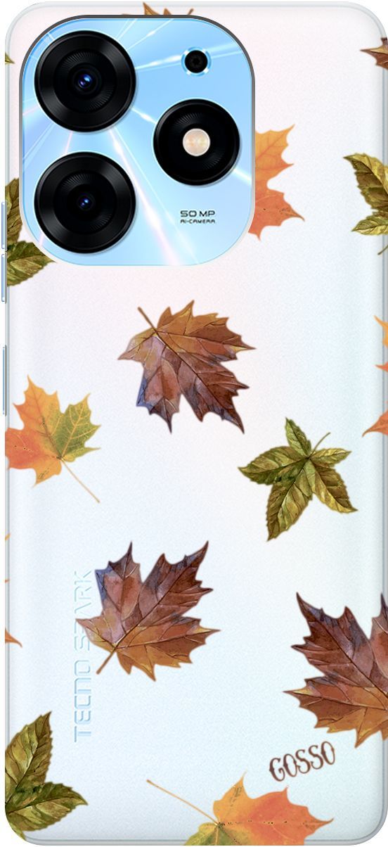 

Чехол на Tecno Spark 10 Pro с 3D принтом "Maple" прозрачный, Прозрачный;оранжевый, 159564