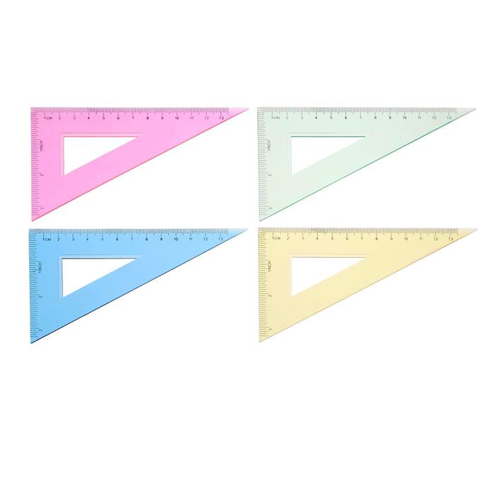 Треугольник 13 см, 30°, флюоресцентный, прозрачный, МИКС, (48шт.)