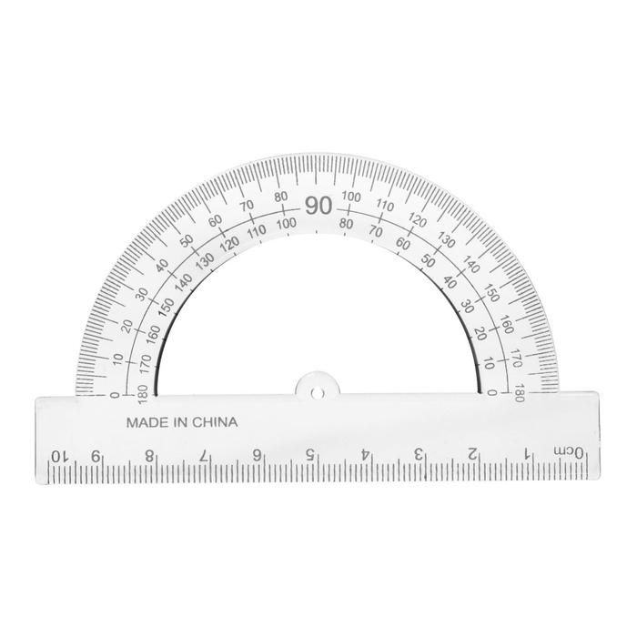 Транспортир 10 см, 180°, прозрачный, (100шт.)