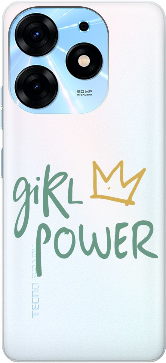 

Чехол на Tecno Spark 10 Pro с 3D принтом "Girl Power!" прозрачный, Прозрачный;зеленый, 159564