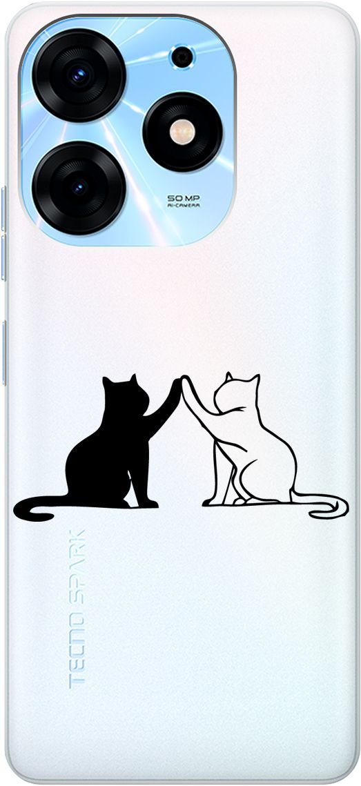 

Чехол на Tecno Spark 10 Pro с 3D принтом "Cats" прозрачный, Прозрачный;черный, 159564