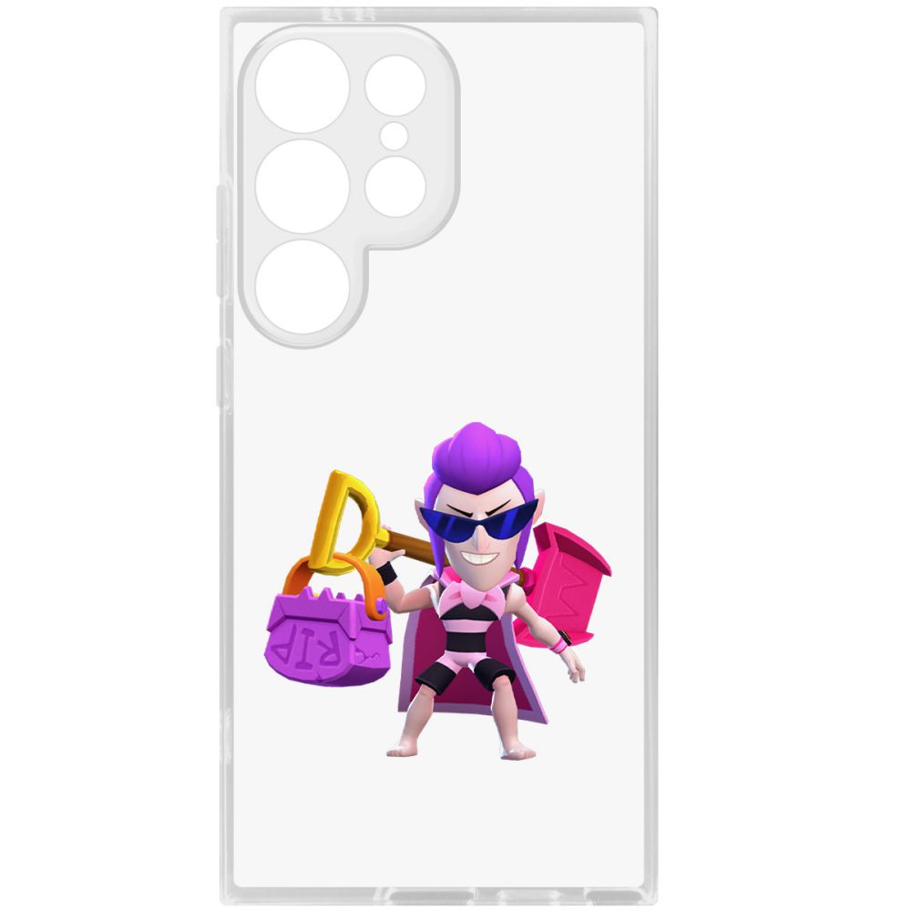 

Чехол-накладка Krutoff Clear Case Brawl Stars-Пляжный Мортис для Samsung Galaxy S24 Ultra, Прозрачный