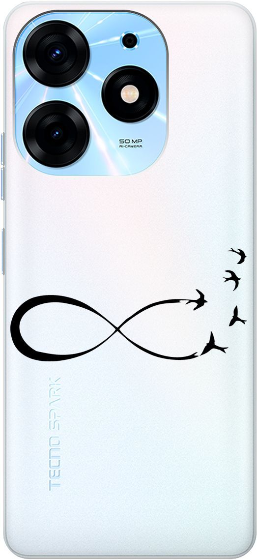 

Чехол на Tecno Spark 10 Pro с 3D принтом "Infinity" прозрачный, Прозрачный;черный, 159565