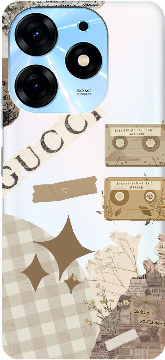 

Чехол на Tecno Spark 10 Pro с 3D принтом "GUCCI Stickers" прозрачный, Прозрачный;бежевый, 159565