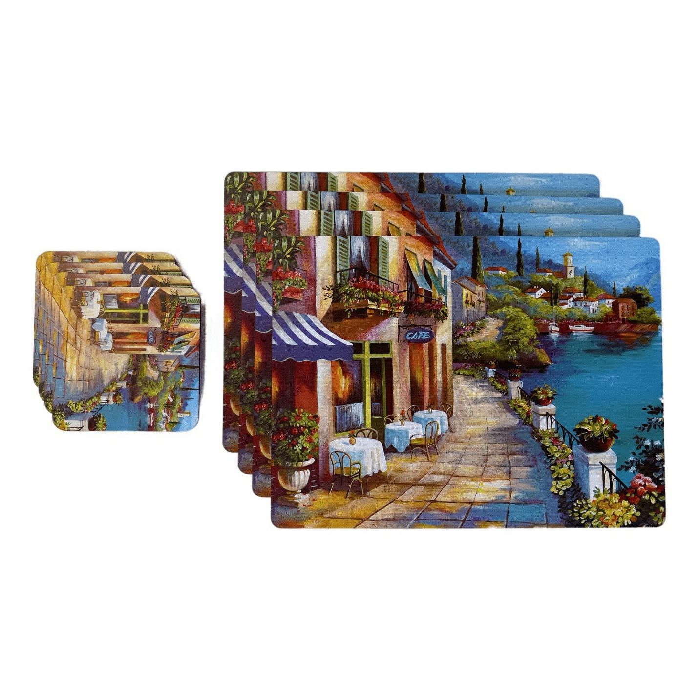 

Подставки GenLex Кафе у моря с костерами 21,5 х 29 см 4 шт, Голубой