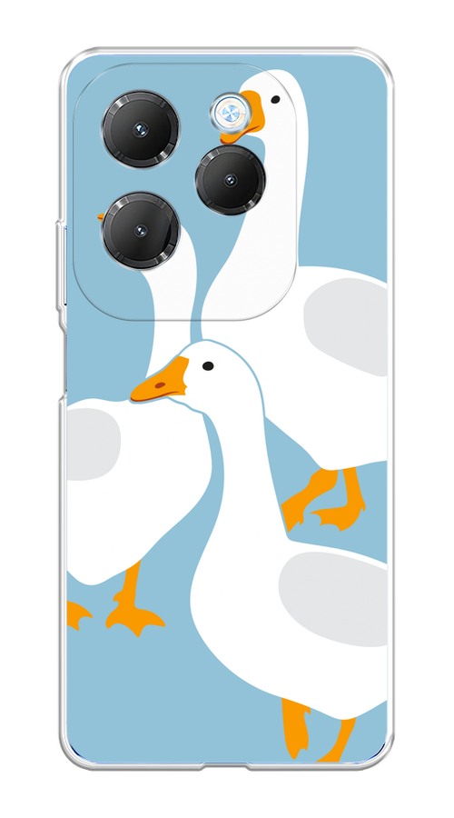 

Чехол на Infinix HOT 40/40 Pro "Гусиное трио", Голубой;белый;серый;желтый, 3105250-1