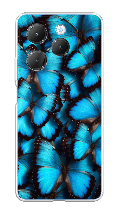 

Чехол на Infinix HOT 40/40 Pro "Тропическая бабочка 2", Голубой;черный, 3105250-1