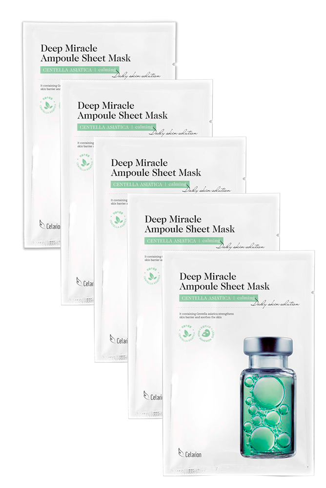 

Маска для лица CELARION Deep Miracle Ampoule Sheet Mask-CENTELLA ASIATICA calming 5 шт., Deep Miracle