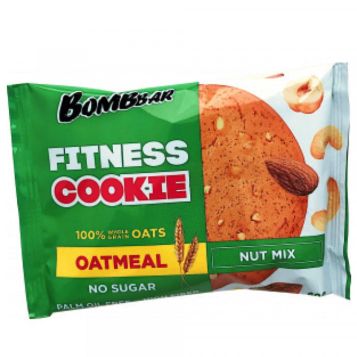 фото Bombbar bombbar, овсяное печенье fitness cookie, 10шт по 40г (ореховый микс)