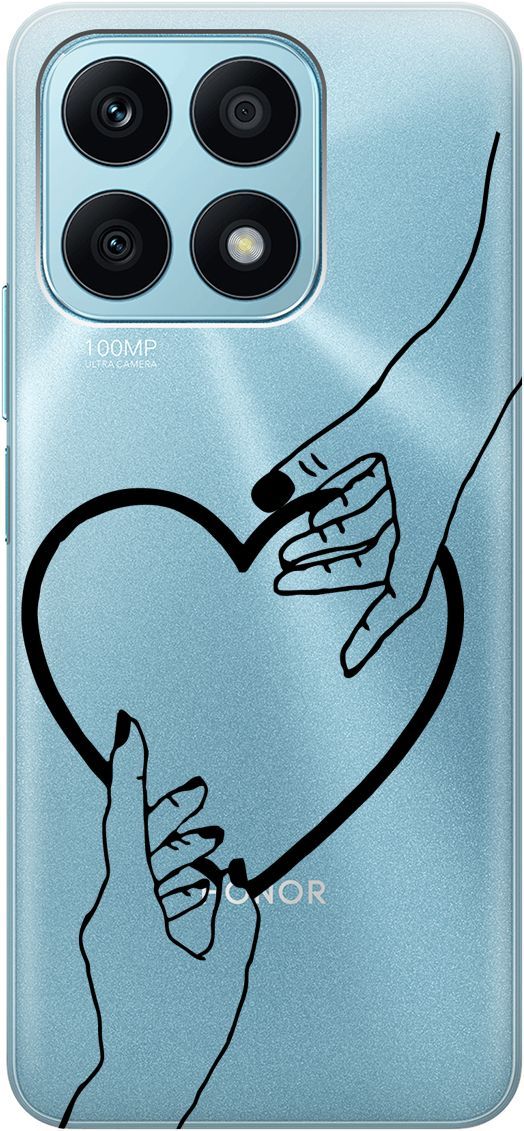

Силиконовый чехол на Honor X8a с 3D принтом "Hands" прозрачный, Прозрачный;черный, 158892