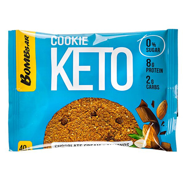 Печенье Bombbar,  Keto Cookie, 10шт по 40г (Шоколадный крем и миндаль)