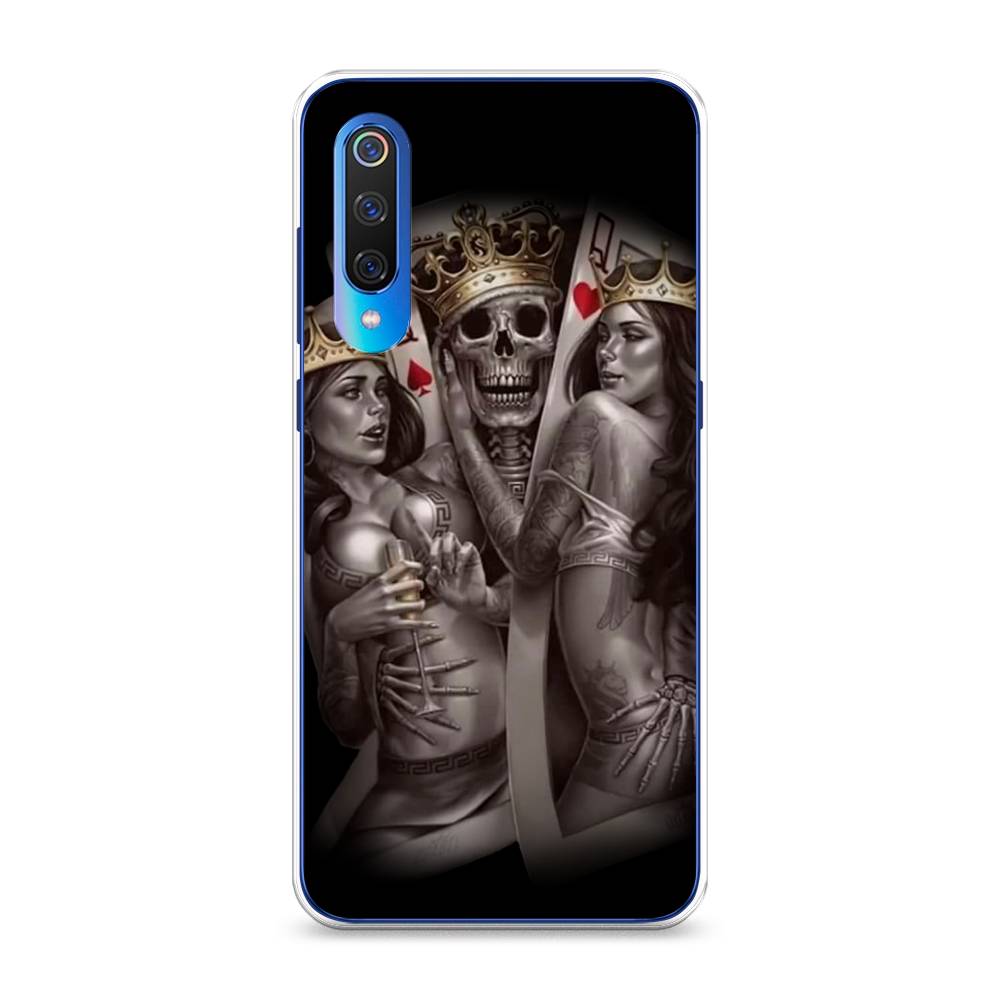 

Чехол на Xiaomi Mi 9 "Карты король и королевы", Серый;желтый, 34850-6