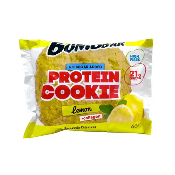 фото Bombbar печенье bombbar protein cookie 60 г, 1 шт, вкус: лимон