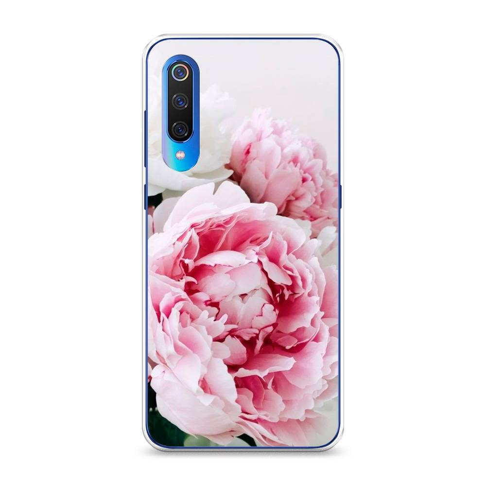 

Чехол на Xiaomi Mi 9 "Розовые и белые пионы", Розовый;белый, 34850-2