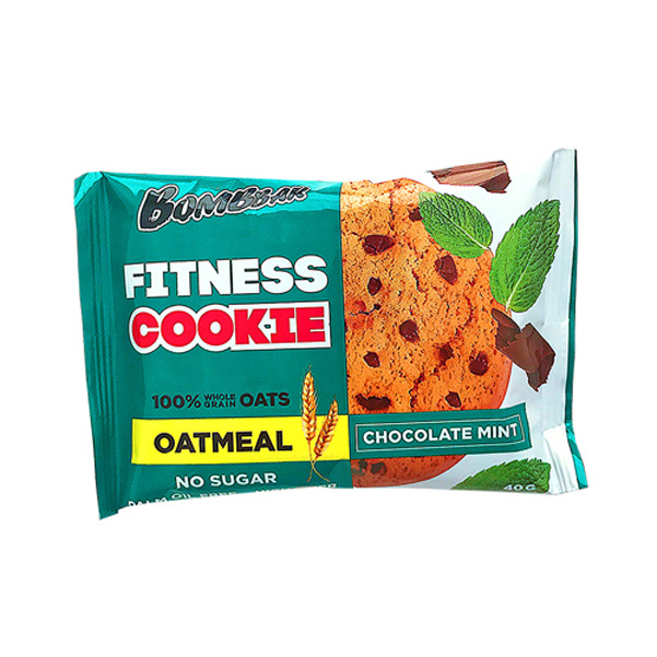 фото Bombbar печенье овсяное bombbar fitness cookie 40 г, 1 шт, вкус: шоколад-мята