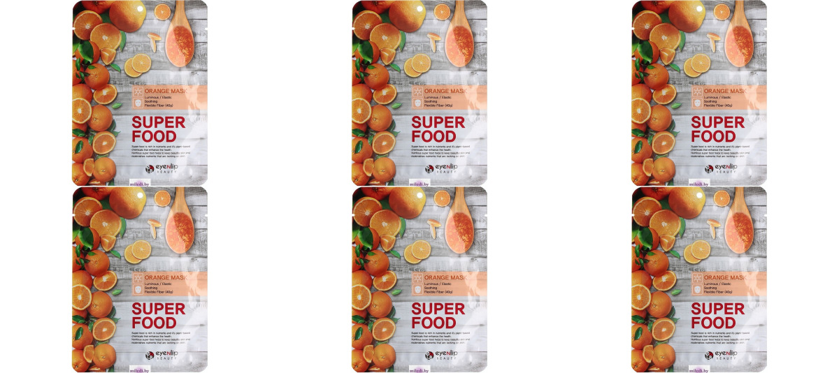 

Маска для лица Eyenlip beauty SUPER FOOD ORANGE MASK 23мл в уп, 6 уп