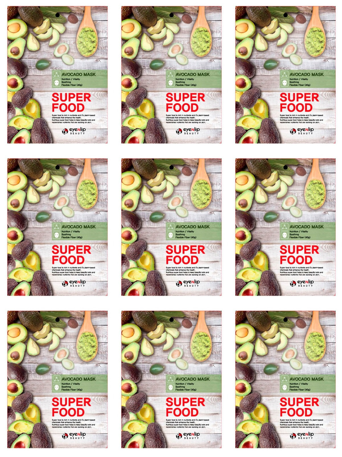 

Маска для лица Eyenlip beauty тканевая SUPER FOOD AVOCADO MASK 23мл 9шт