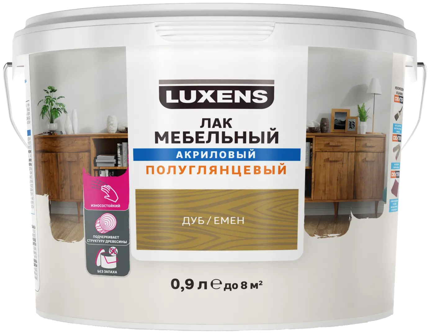 Лак для мебели Luxens акриловый цвет дуб полуглянцевый 0.9 л