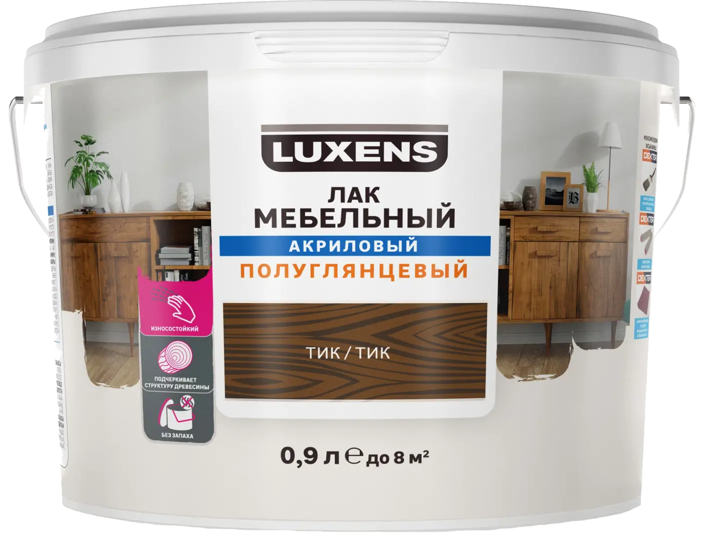 Лак для мебели Luxens акриловый цвет тик полуглянцевый 0.9 л