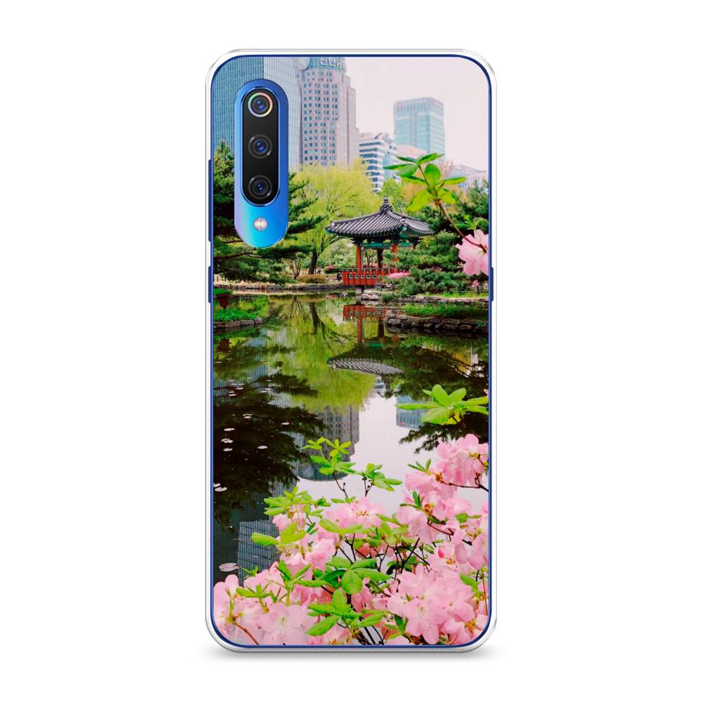 

Чехол на Xiaomi Mi 9 "Сакура возле озера", Зеленый;розовый;голубой, 34850-2