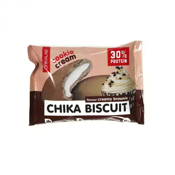 фото Chikalab бисквитное печенье chikalab chika biscuit 50 г, 1 шт, вкус: сливочный брауни