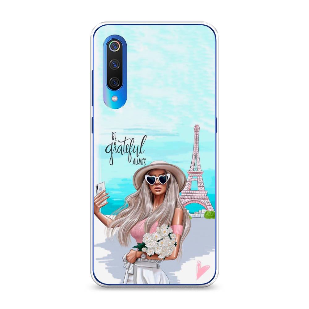 

Чехол на Xiaomi Mi 9 "Селфи Париж", Голубой;бежевый, 34850-6