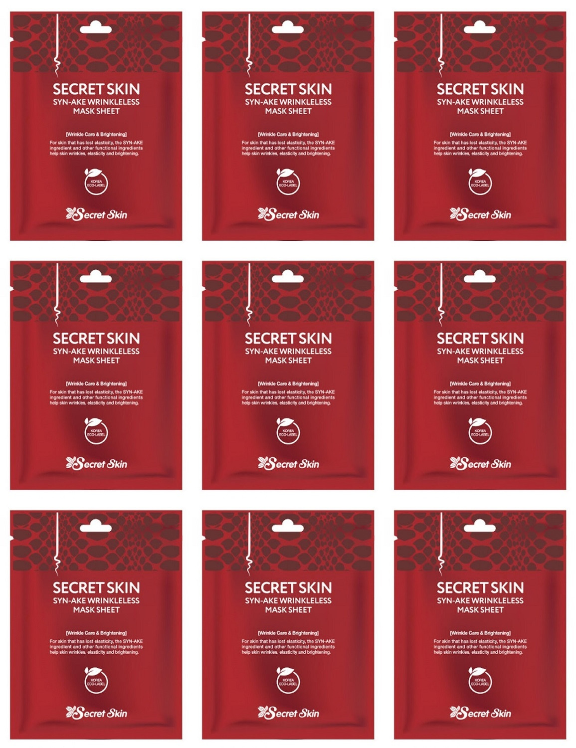 

Маска SECRET SKIN для лица тканевая со змеиным ядом SYN-AKE WRINKLELESS MASK SHEET 20г 9шт