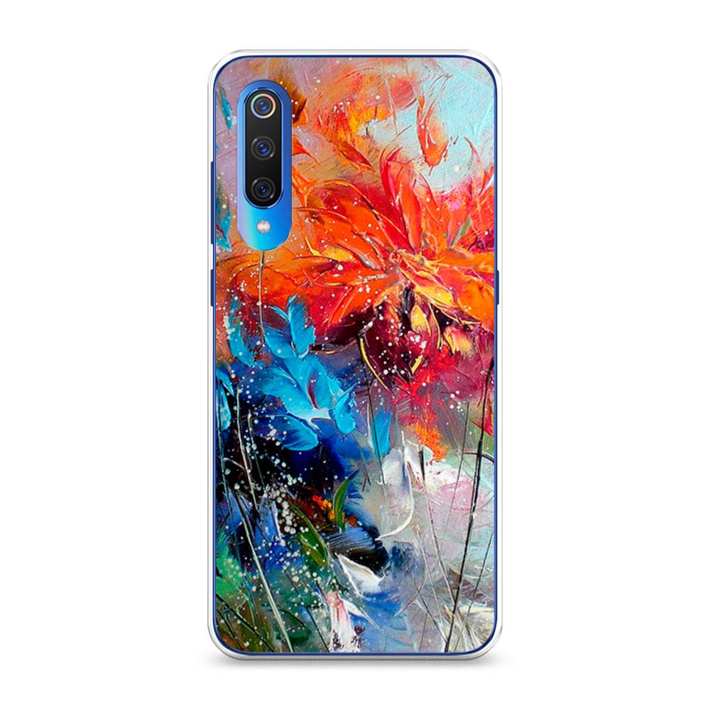 

Чехол на Xiaomi Mi 9 "Абстрактные цветы", Оранжевый;синий, 34850-4