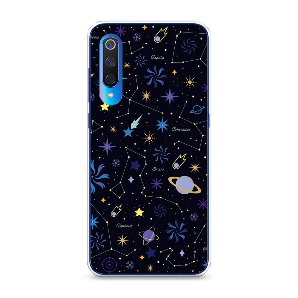 

Чехол на Xiaomi Mi 9 "Цветной космос", Желтый, 34850-2