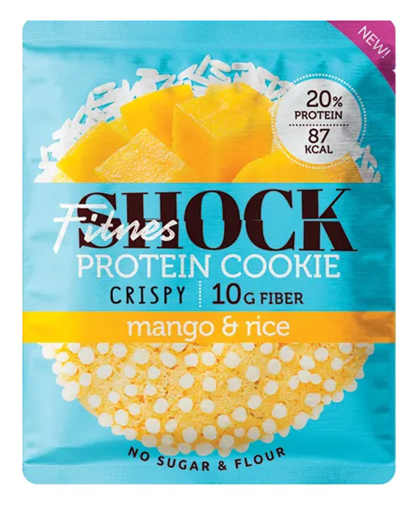 фото Печенье неглазированное fitnesshock protein cookie crispy, 12 шт, вкус: манго-рис