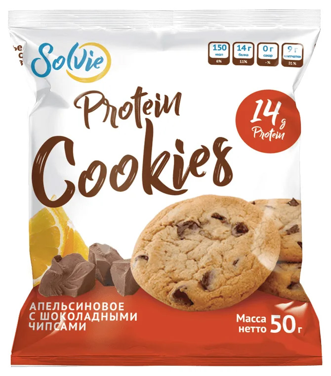 фото Solvie протеиновое печенье solvie protein cookies, 1 шт, вкус: апельсин