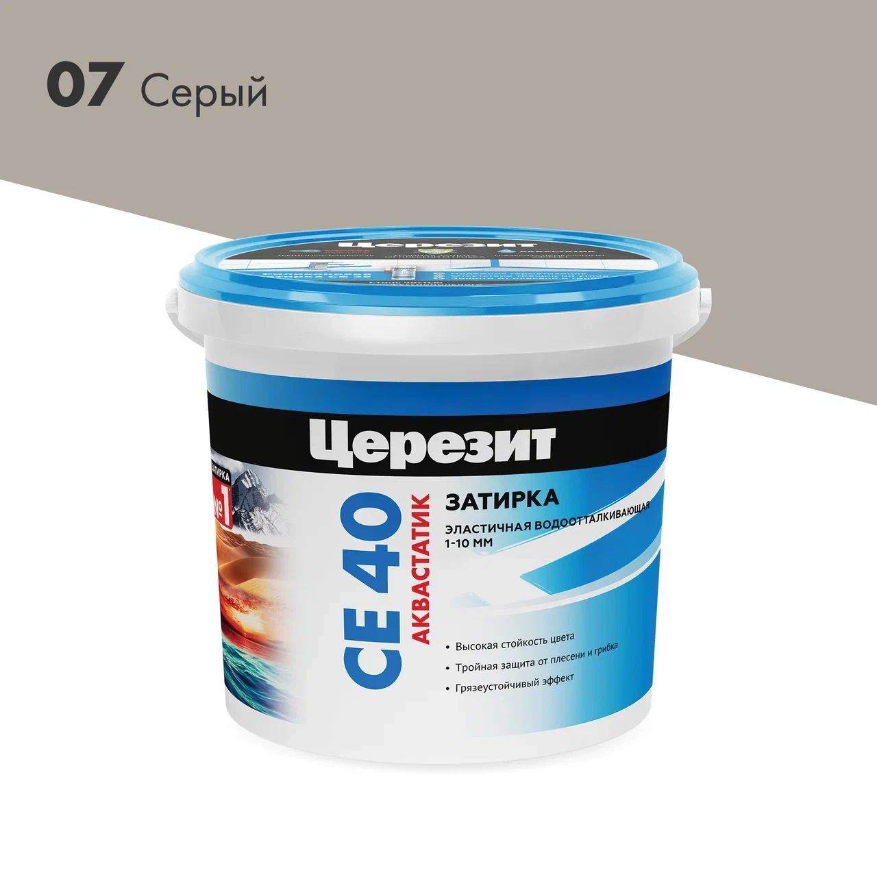 фото Затирка цементная сeresit ce 40 aquastatic 07 серая 2 кг ceresit