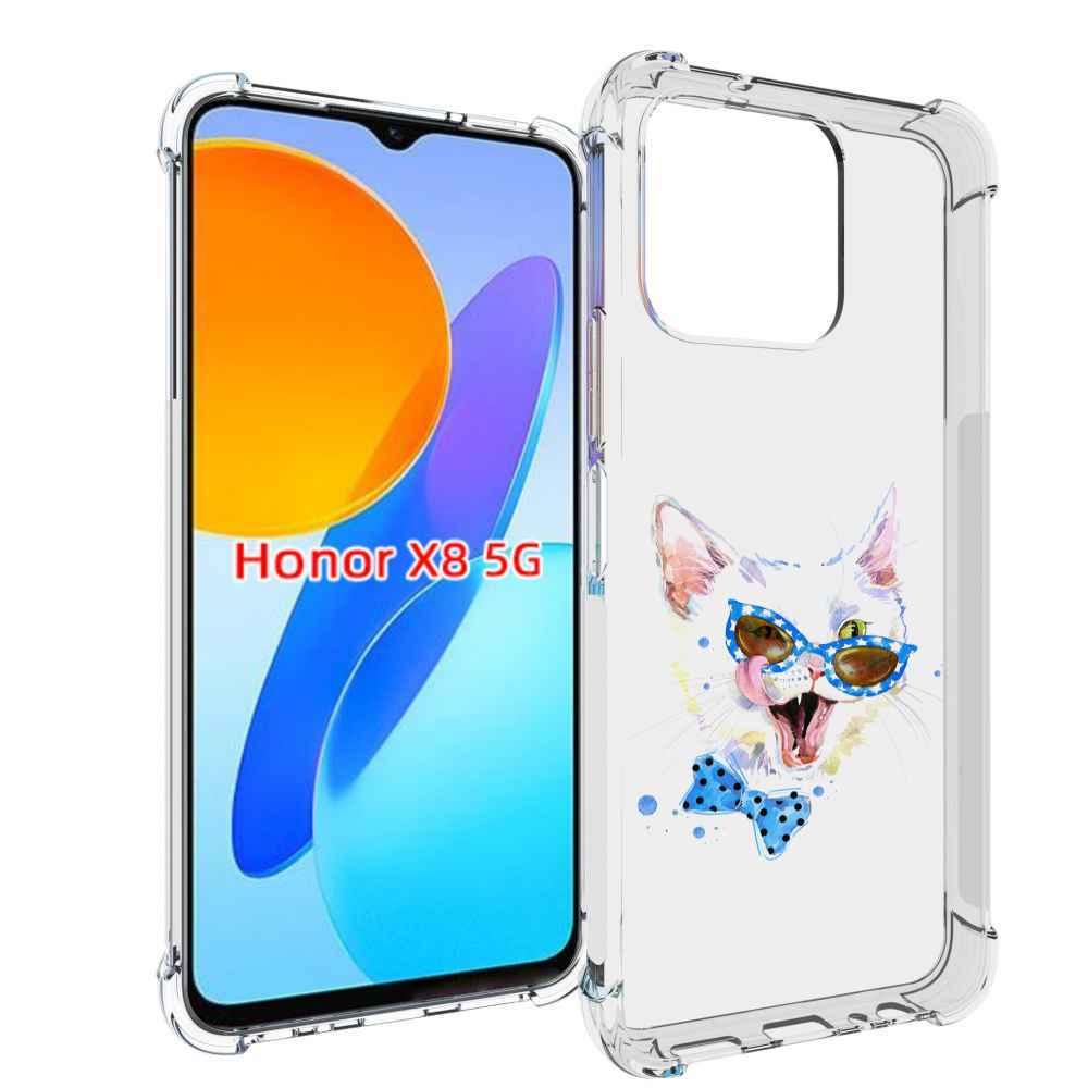 

Чехол MyPads белый кот для Honor X8 5G, Прозрачный, Tocco