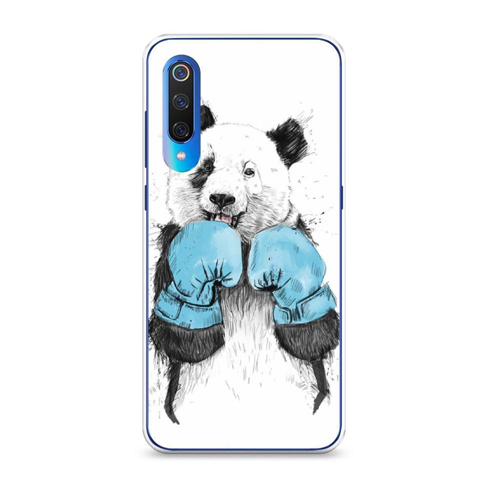 

Чехол на Xiaomi Mi 9 "Панда боксер", Голубой;белый;серый, 34850-1