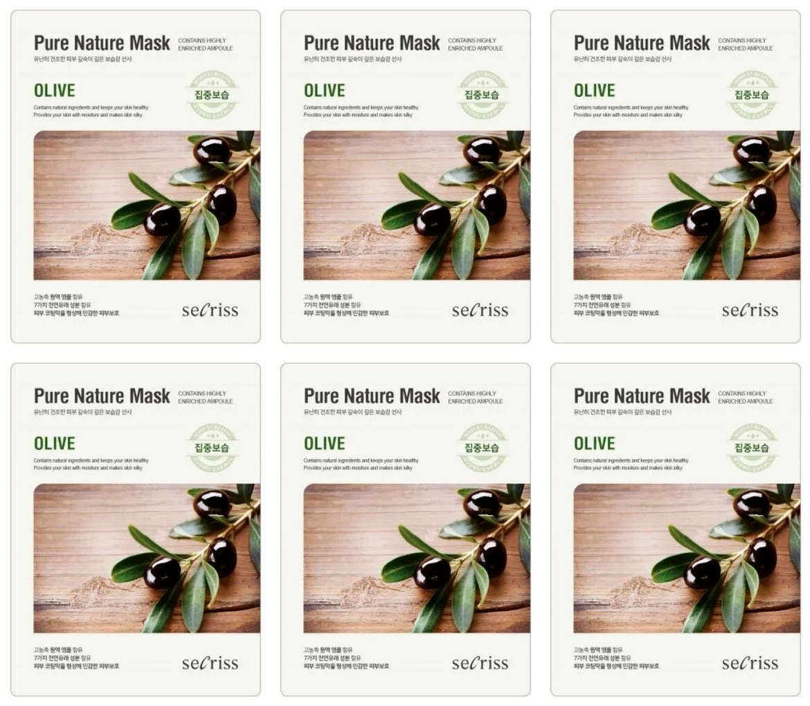 

Маска Anskin для лица тканевая Secriss Pure Nature Mask Pack-Olive 25мл,6 шт/уп