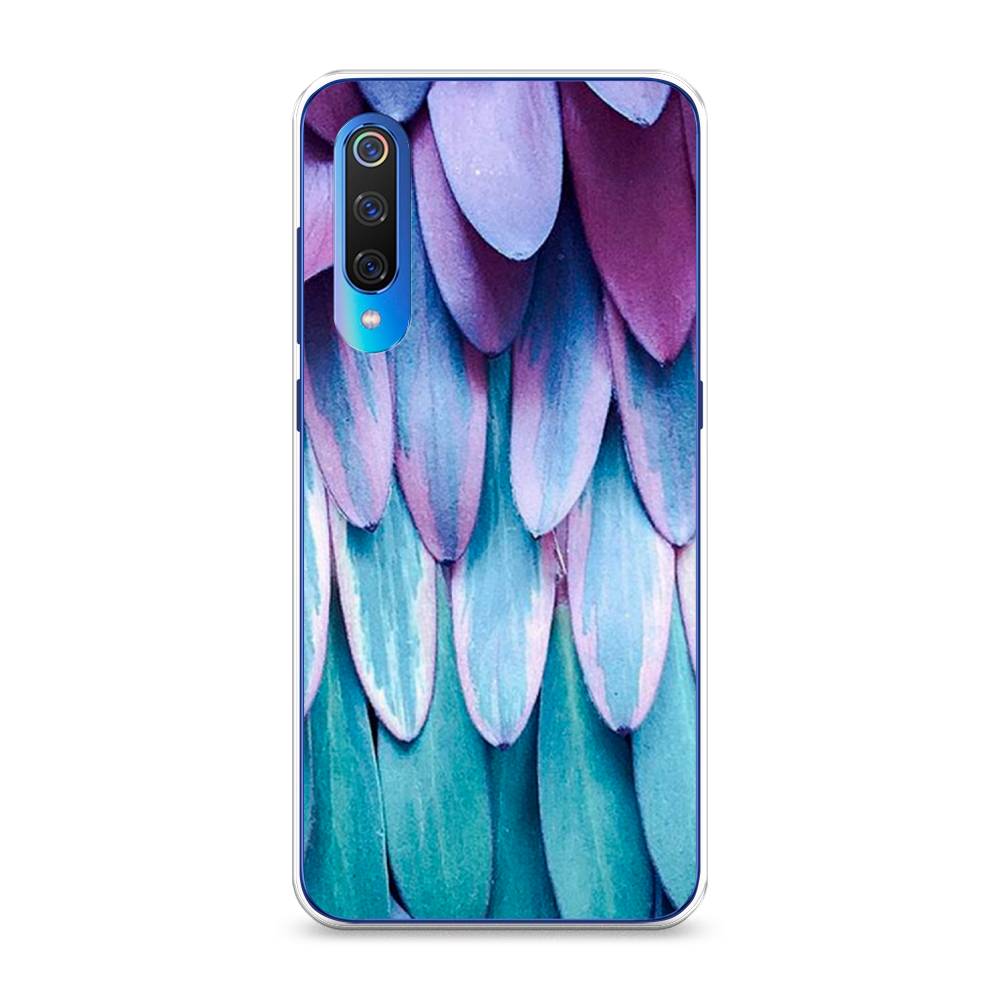 

Чехол на Xiaomi Mi 9 "Синее перо", Фиолетовый;голубой, 34850-3