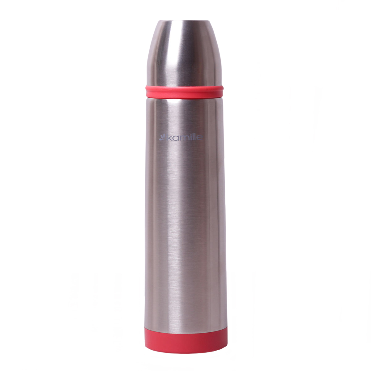 

Термос Kamille KM-2059 1000 мл из нержавеющей стали с чехлом (красная вставка), Красный;серебристый, KM 2059