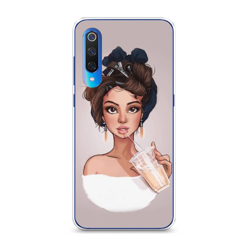 

Чехол на Xiaomi Mi 9 "Девушка с фраппе", Серый, 34850-6